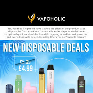 Disposable Vape Prices Drop to £4.99