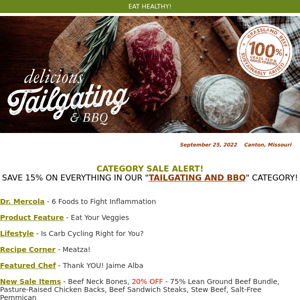 Meatza Meatza ~ Cycle Your Carbs ~ Tailgating Food & Fun ~ 6 Foods Fight Inflammation