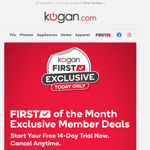 ✔️September FIRST - Exclusive Deals for Kogan First Members: Samsung Galaxy Watch, Gasmate BBQ & More  - Hurry, Today Only!