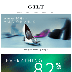 30% Off Manolo Blahnik & More Designer Shoes by Height | Everything 82% Off for 1 Day