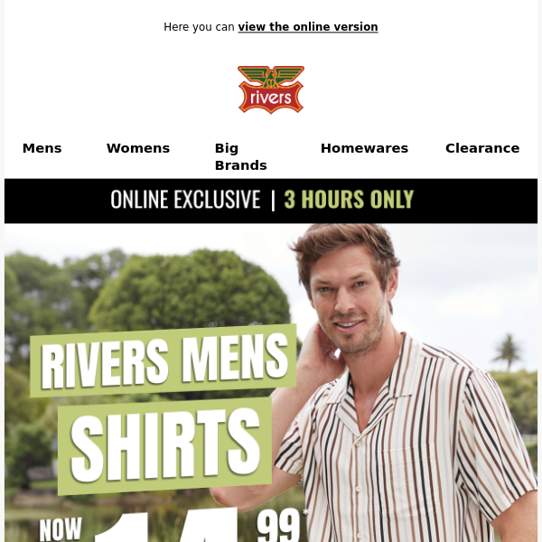 It's Back! $14.99* Rivers Mens Shirts!