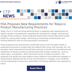 FDA Proposes New Requirements for Tobacco Product Manufacturing Practices