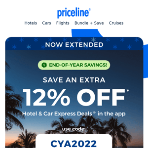 Re: Your 12% off travel was extended!