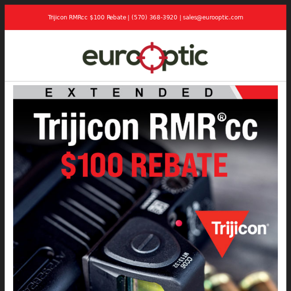 EXTENDED Trijicon RMRcc 100 Rebate Euro Optic
