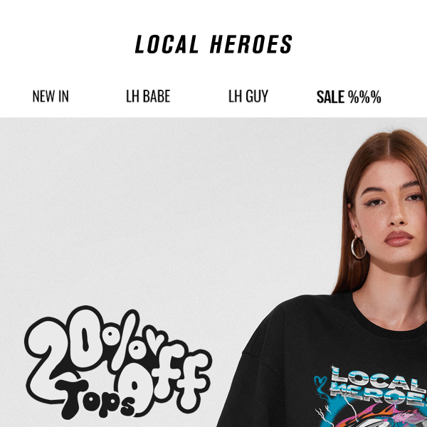 20% OFF on all tops and sweatshirts!