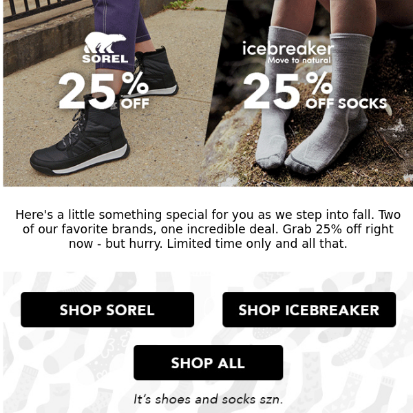 Flash Sale ⚡ 25% off Sorel & Icebreaker Socks