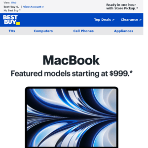 Select MacBook from $999 is a tempting offer, isn't it? Make Best Buy your first stop for technology.