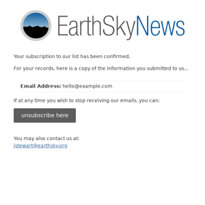 EarthSky News: Subscription Confirmed