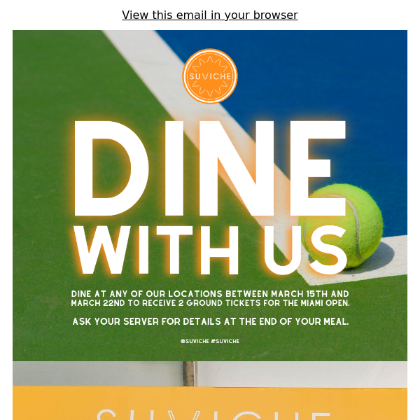 🎾Free Miami Open tickets when you dine in with us!