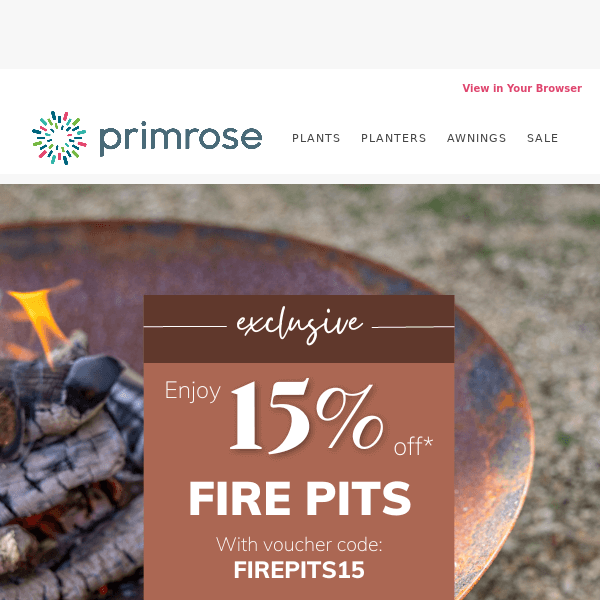 Exclusive 15% off Selected Fire Pits 🔥