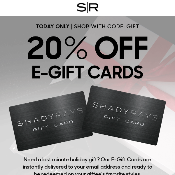 INSTANT Delivery! 20% Off E-Gift Cards