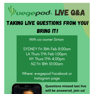 Join us for our Live Q&A!