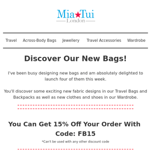 🎉 Stunning New Bags Now Available + 15% Off 🎉