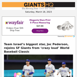 Team Israel’s biggest star, Joc Pederson, rejoins SF Giants from ‘crazy loud’ World Baseball Classic