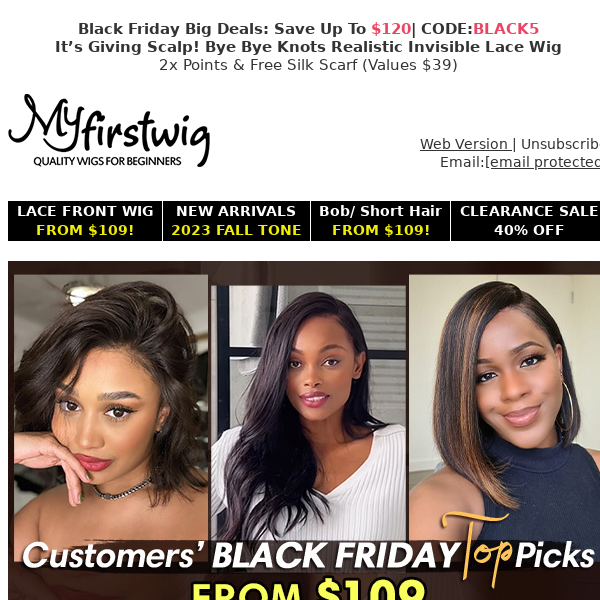 Customers' Black Friday Top Picks From $109👏These Yaki & Bob Styles You Are Looking For? Effortless & Mimics Natural Hair