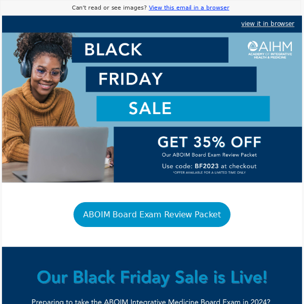 eLearning Black Friday Sale - Get 35% Off on the ABOIM Integrative Medicine Board Exam