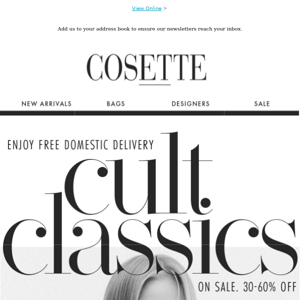 Cult Classics on Sale. Prada, Celine, Saint Laurent and more. 30-60% off | Free domestic delivery