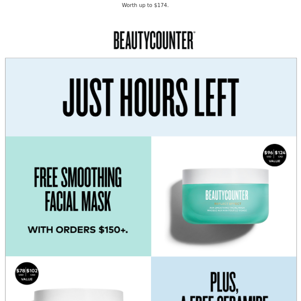 JUST HOURS LEFT for free skin care