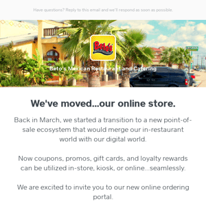 Take out online has moved ✈✈✈