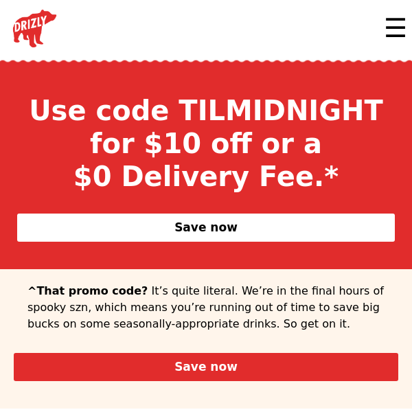 $10 off or a $0 Delivery Fee.