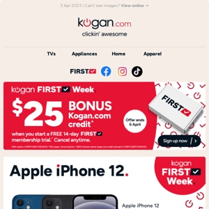 Kogan FIRST Week 📱 Apple iPhone 12 only $699* (Don't pay $350 more for new)