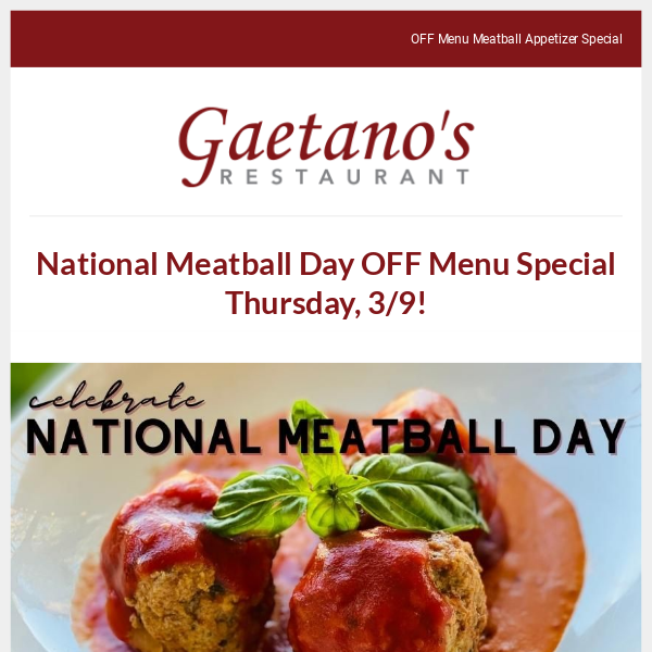 Celebrate the Meatball with this OFF Menu Special 🌟