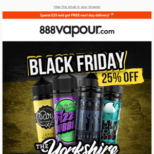 BLACK FRIDAY | 25% OFF The Yorkshire Vaper Shortfills! 💥