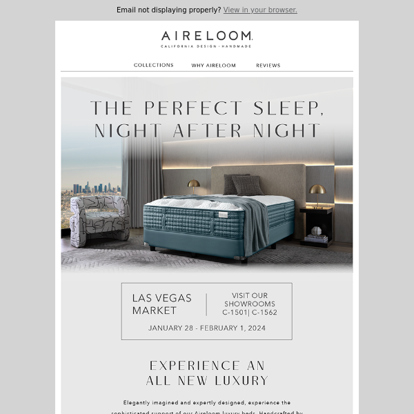 Experience Aireloom Luxury Beds in Vegas! Showrooms C-1501 & C-1562