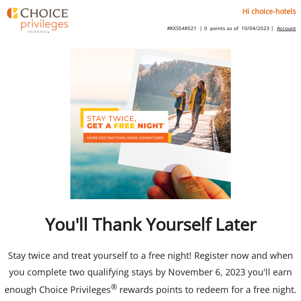 Earn a Free Night with Choice Hotels - Register Now!