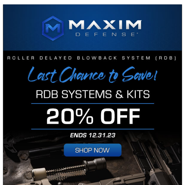 LAST CHANCE - 20% Off RDB Systems and Kits!