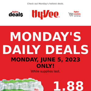 Today Only! $1.88 Hy-Vee Water 💧