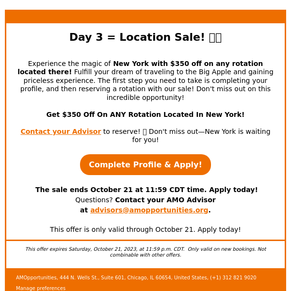 Day 3 Of Sale: $350 Off on New York Rotations! 🌆🗽
