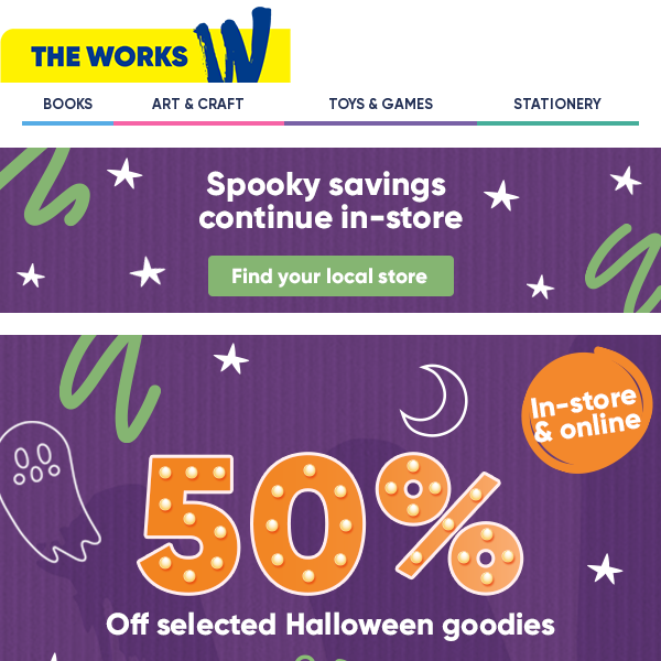 50% off selected Halloween goodies🎃