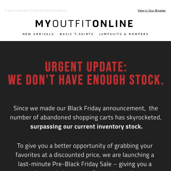 URGENT UPDATE: WE DON'T HAVE ENOUGH STOCK...
