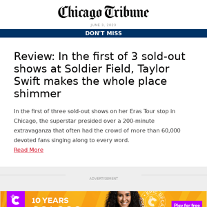 Review: In first show at Soldier Field, Taylor Swift makes the whole place shimmer