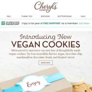 Special announcement >> Vegan cookies are now available.