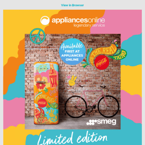 Limited edition iconic Smeg x Coca Cola collection - Available first at Appliances Online