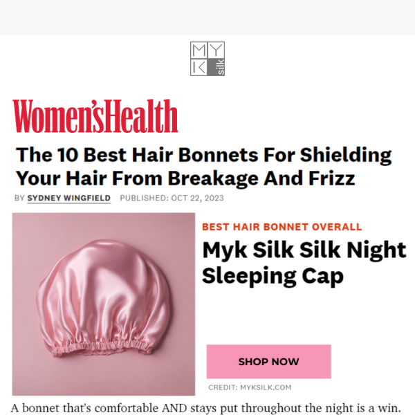 MYK Silk Sleeping Cap Hair Bonnet for Natural Curly Hair