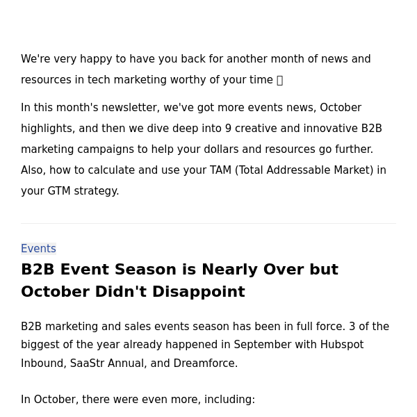 Directive Newsletter: October B2B event season highlights and creative B2B marketing campaigns you can't miss