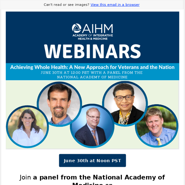 REMINDER! LIVE WEBINAR | June 30th | Achieving Whole Health