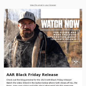 ⚒️ Watch the AAR Black Friday 2023 Sizing Preview with Seth!