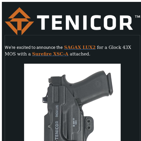 NEW HOLSTER ALERT: Sagax Lux2 for Glock 43X with XSC Light