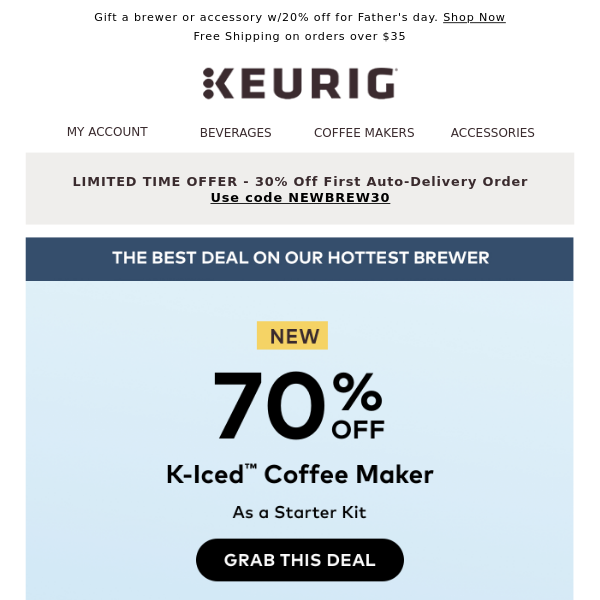 Chill out🧊  Get 70% off the K-Iced™ coffee maker