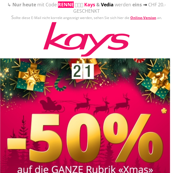 -50% auf die Rubrik Xmas ✨