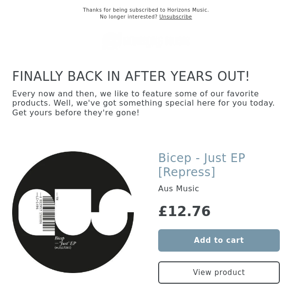 NOW SHIPPING! Bicep - Just EP [Repress]