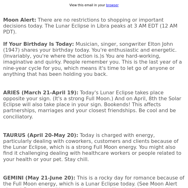 Your horoscope for March 25