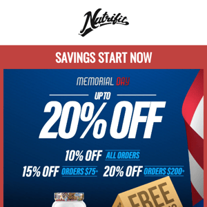 Up to 20% OFF | Memorial Day Savings are LIVE!