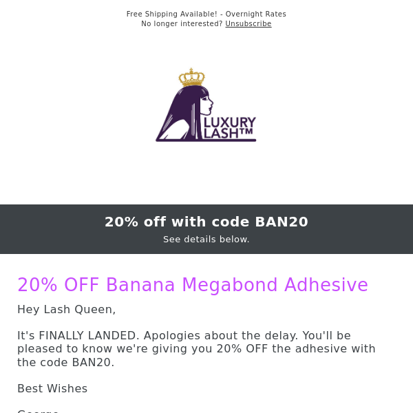 Banana Megabond Adhesive Back In Stock