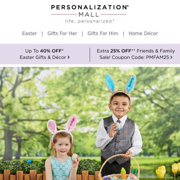 40% Off Personalized Easter Baskets & Gifts