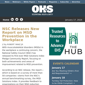NSC Releases New Report on MSD Prevention in the Workplace